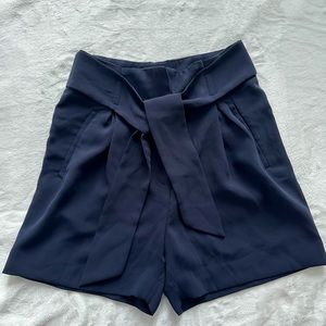 Navy Flowy Shorts with Belt